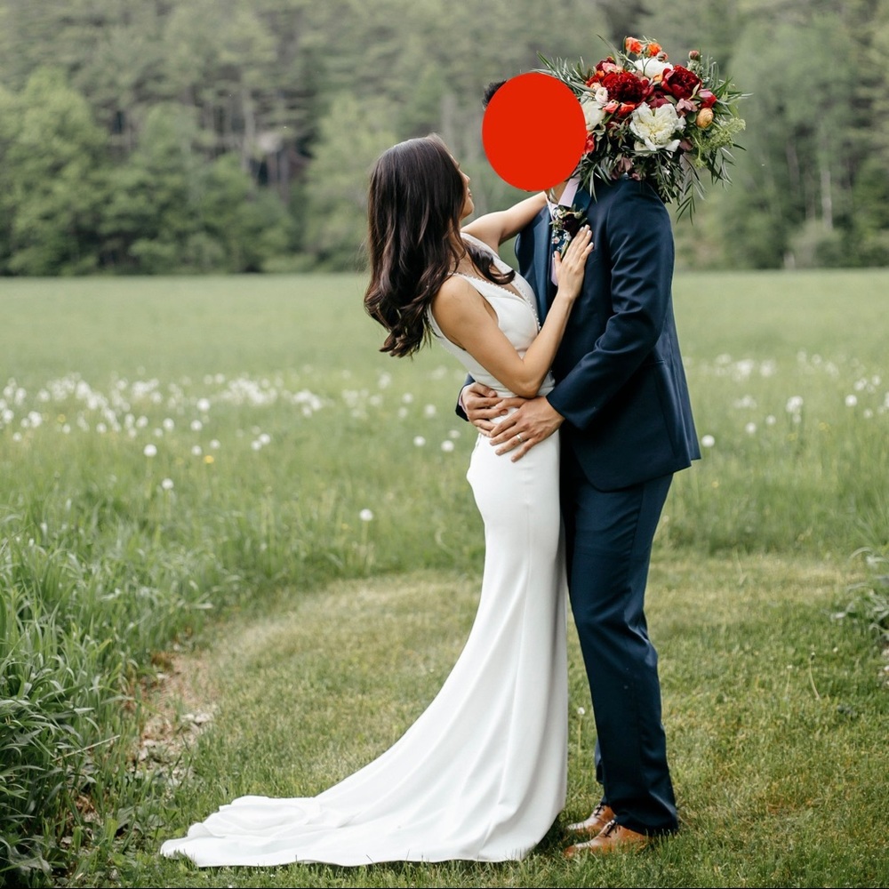 Preowned Jack Sullivan Maeve elegant wedding dress with pearl edging